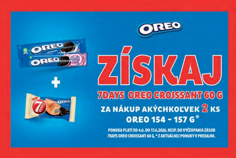 Iné akcie a podporné aktivity / Získaj 7DAYS Oreo croissant 60 g - foto